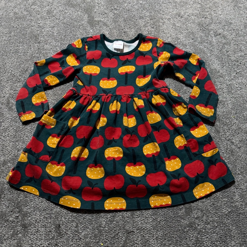 Hanna Anderson long sleeve kids dress caramel apples size 4 / 4T amazing design